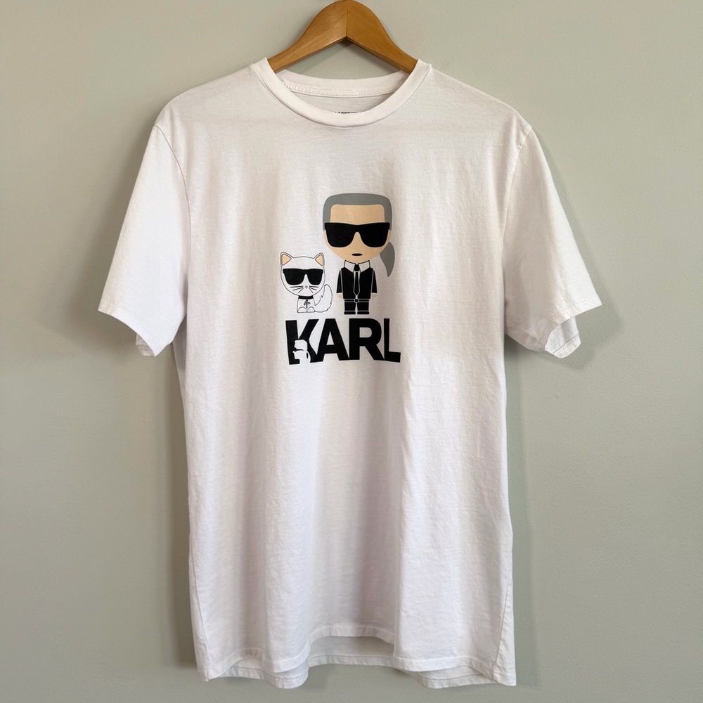 Karl Lagerfeld Paris Karl & Choupette White Graphic Tee Men’s Size Large
